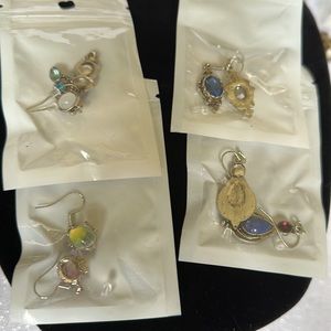 Four in lot gem and silver earrings new